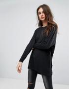 Noisy May Fran Raglan Seam Long Sleeved Top - Black