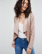 Asos Leather Waterfall Jacket - Pink
