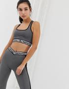Prettylittlething Gym Crop Top In Charcoal - Black