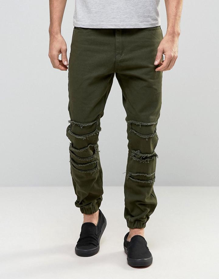 Liquor & Poker Distressed Cargo Jogger - Green