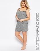 Asos Curve Lounge Shorts In Textured Fabric - Gray