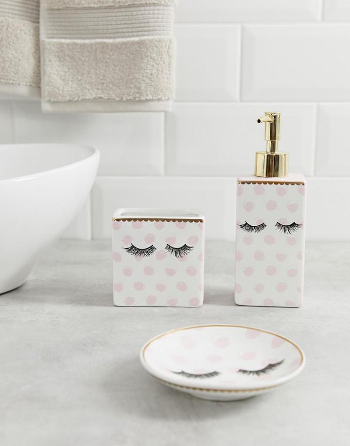 Candlelight Eyelash Bathroom 3 Piece Set - Pink