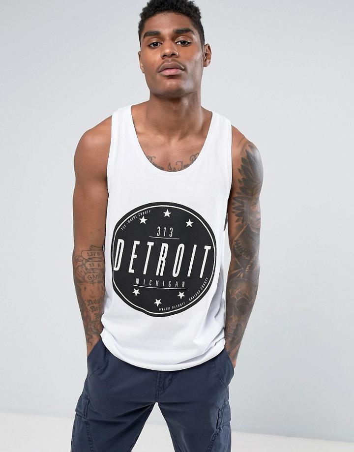 Asos Relaxed Tank With Detroit Print - White