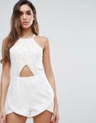 Jarlo Lace Romper With Cut Out Detail - Cream
