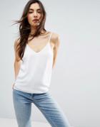 Asos Woven Cami Top With Double Layer - White