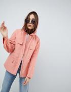 Asos Design Tie Waist Rainwear Jacket - Pink