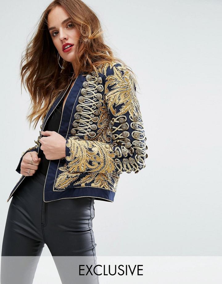 A Star Is Born Embroidered Trophy Jacket - Navy