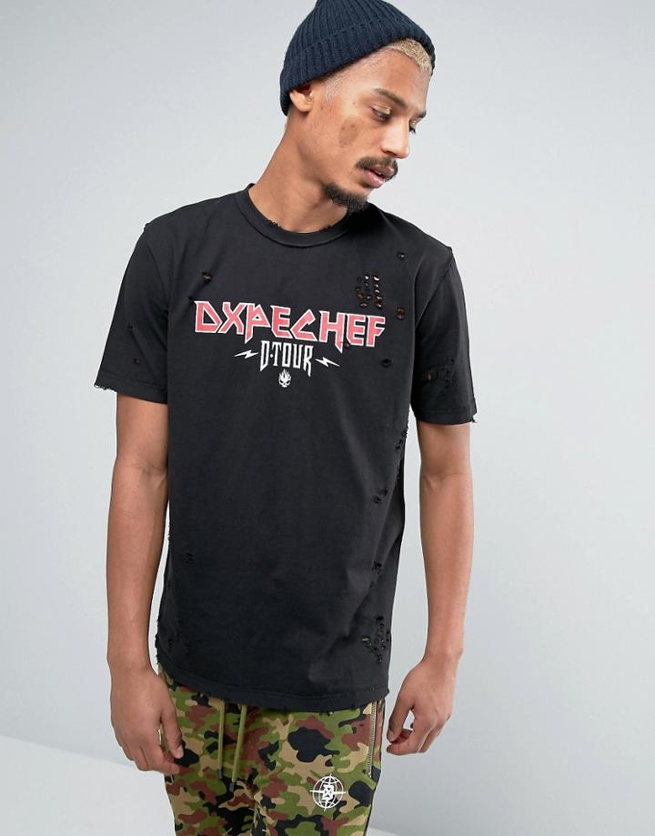 Dxpe Chef Tour T-shirt With Distressing - Black