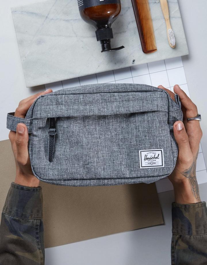 Herschel Supply Co Chapter Toiletry Bag In Raven Crosshatch - Gray