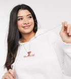 Daisy Street Plus Hoodie With Monday Embroidery-white