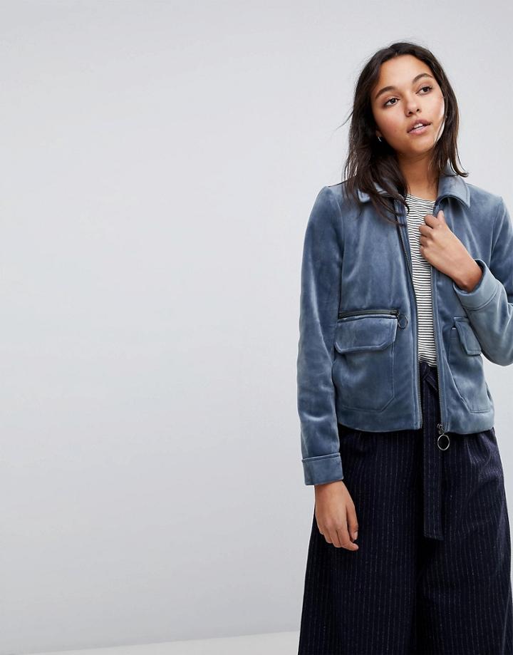 Selected Velvet Jacket - Blue
