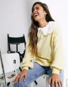 Asos Design Sweater With Detachable Collar Detail In Yellow
