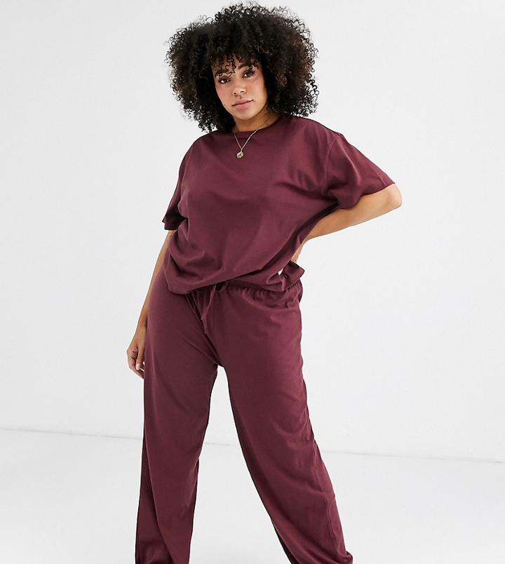 Asos Design Curve Mix & Match Pyjama Jersey Pants - Brown