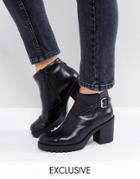 Vagabond Grace Buckle Detail Black Leather Ankle Boots - Black