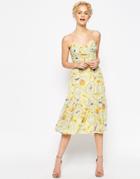 Asos Occasion Tiered Cami Midi Dress In Soft Floral - Multi