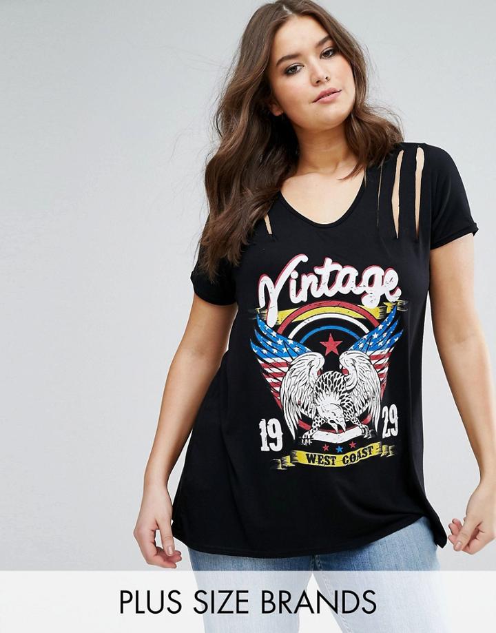 Koko Shredded Shoulder New York T-shirt - Black