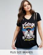 Koko Shredded Shoulder New York T-shirt - Black