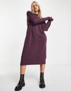 Monki Recycled Polyester Knit Midi Dress In Purple