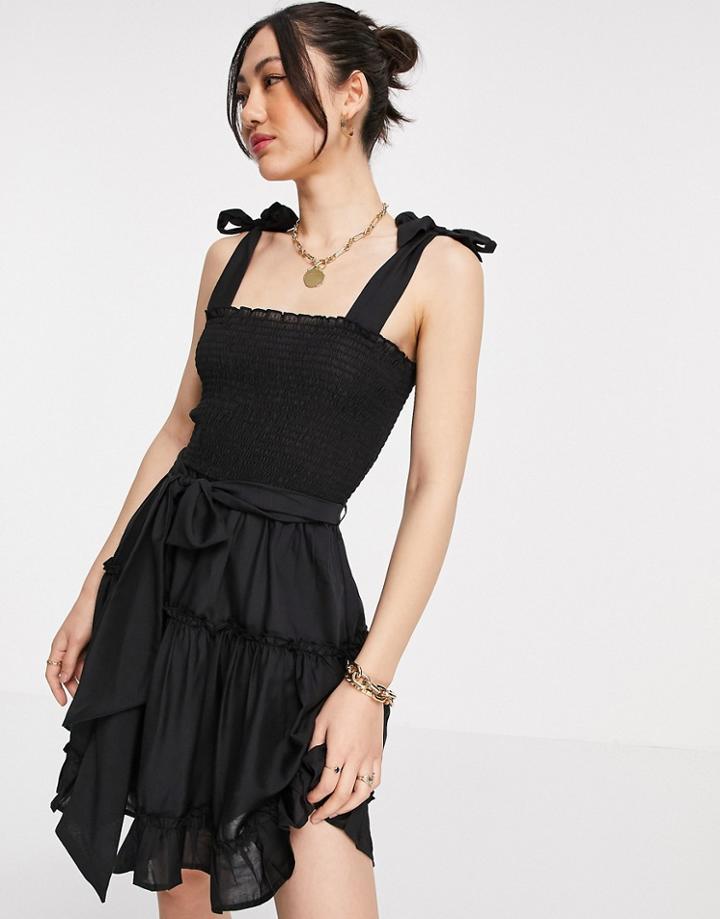 River Island Mini Beach Dress In Black