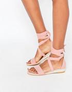 Faith Juelz Pink Wrap Mini Wedge Sandal - Pink