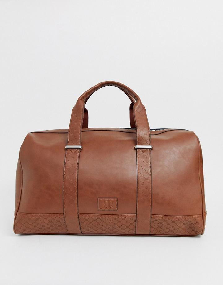 River Island Carryall With Monogram Trim In Tan