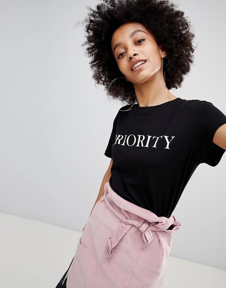 Bershka Priority Tee - Black