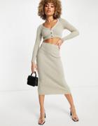 Missyempire Knit Midi Skirt In Oatmeal - Part Of A Set-neutral