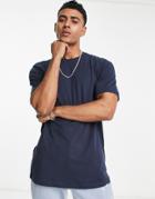 Selected Homme Relaxed Pique T-shirt In Navy