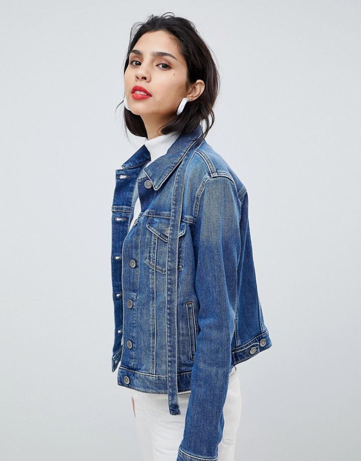 Boss Casual Denim Jacket With Tie Detail - Blue