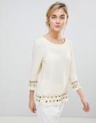 See U Soon Tunic Top With Coin Embroidery - Cream