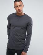 Asos Muscle Sweatshirt In Washed Black - Black