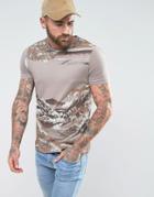 Asos T-shirt With Landscape Print - Brown
