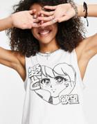 Asos Design Sleeveless Tank With Comic Graphic Print In White