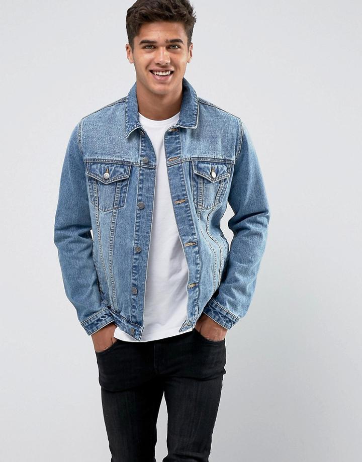 Asos Denim Jacket In Blue Wash - Blue