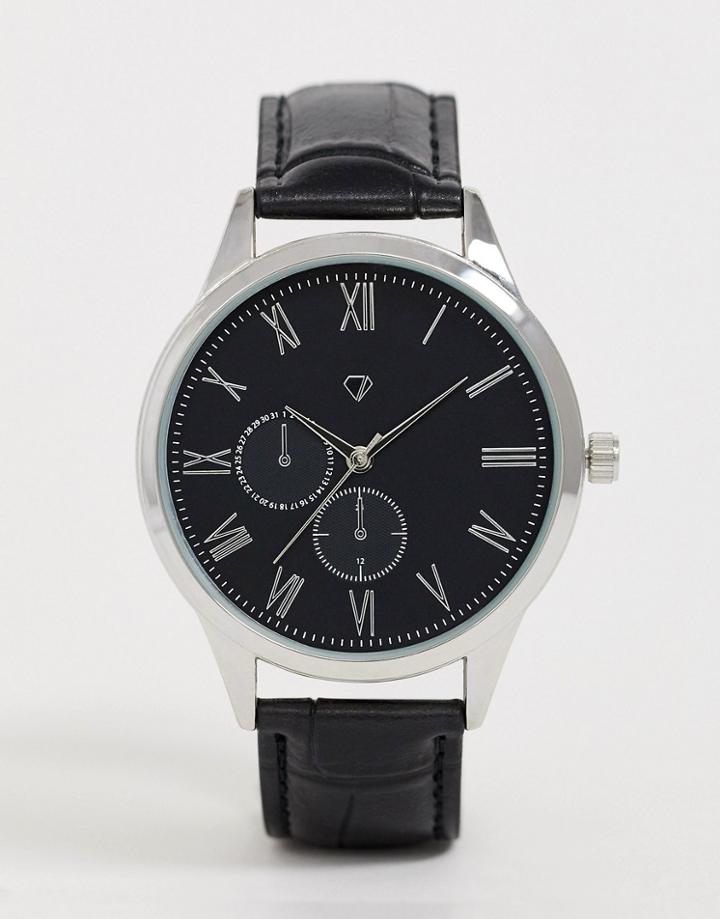 Spirit Design Mens Chronograph Watch In Black Croc