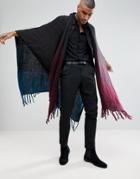 Asos Ombre Cape In Teal And Burgundy Fade - Multi