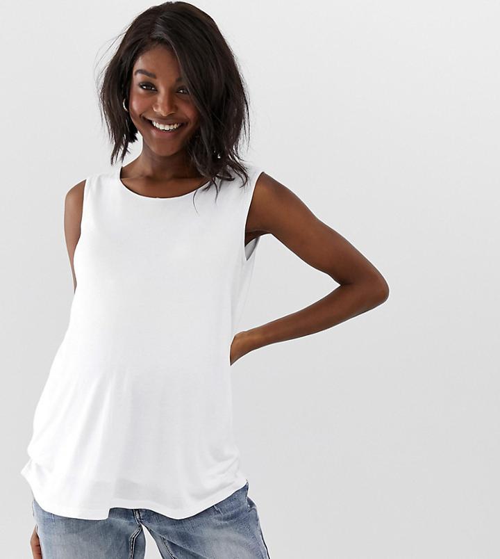 Asos Design Maternity Nursing Tank With Double Layer - White