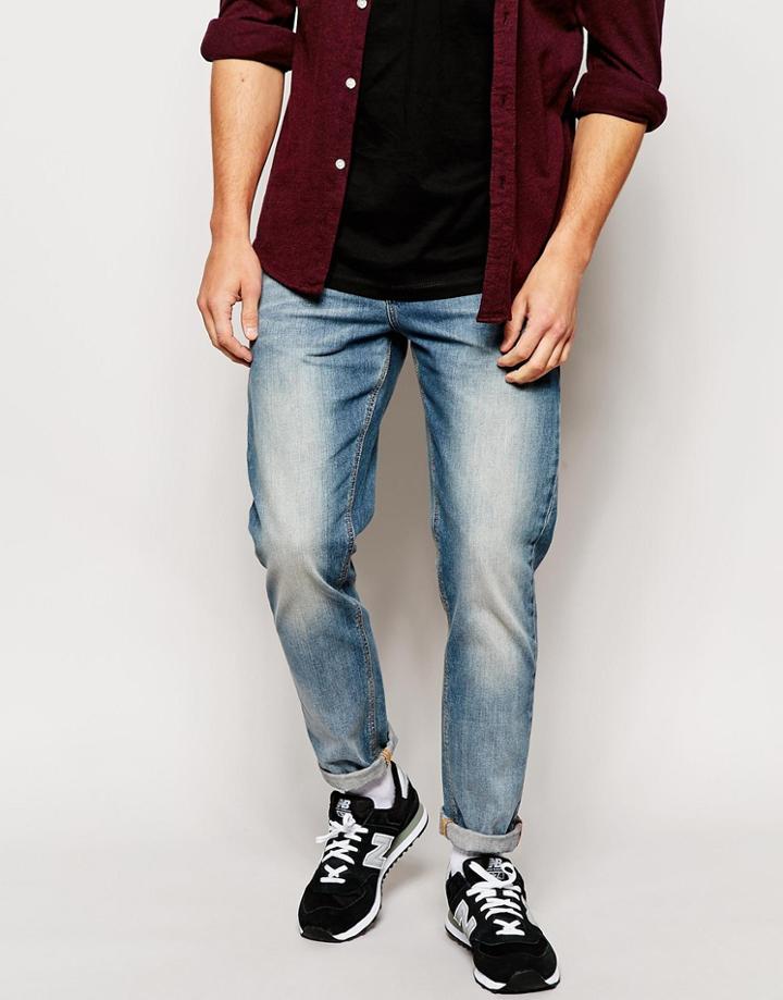 Asos Slim Jeans In Dirty Blue Tint - Light Blue