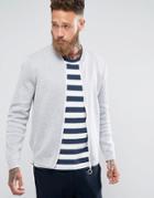 Asos Knitted Bomber With Oversized Zip In Pale Gray - Gray