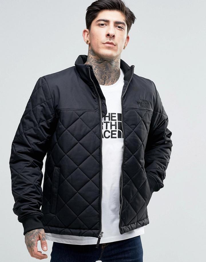 The North Face Quilited Bomber Jacket In Black - Black