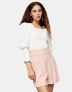 Topshop Striped Shorts In Blush Pink-brown