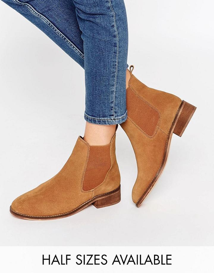 Asos Attribute Suede Chelsea Ankle Boots - Chestnut