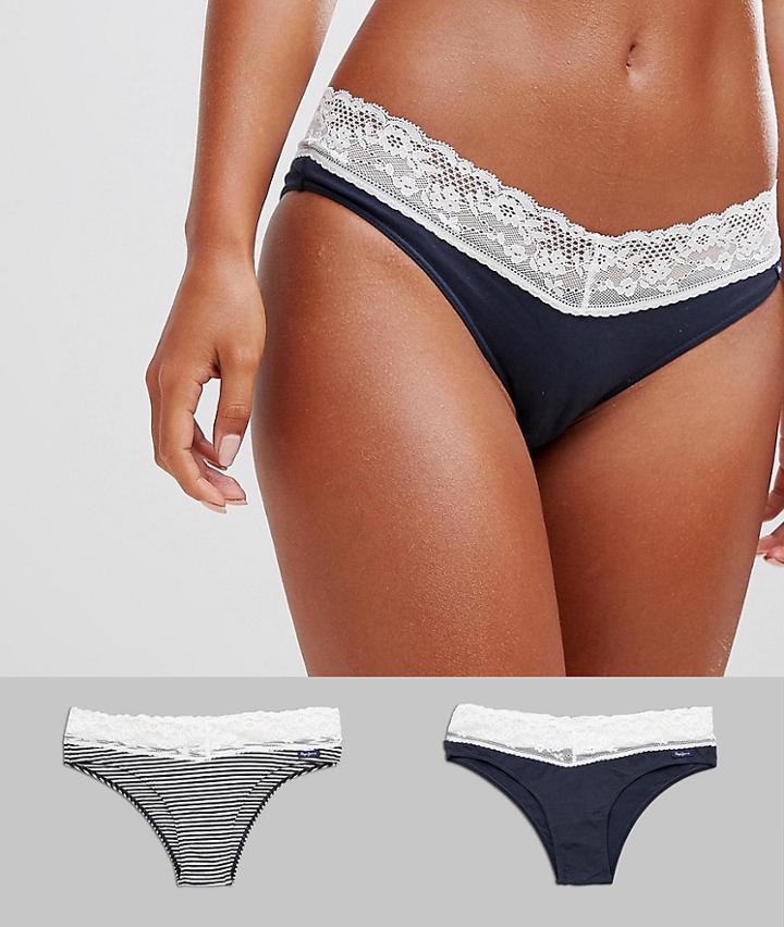Pepe Jeans 2 Pack Knickers - Navy