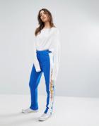 Daisy Street Relaxed Joggers With Flame Side Stripe - Blue