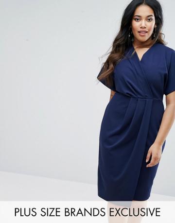 Closet Plus Wrap Pencil Dress - Navy