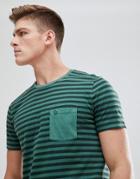 Abercrombie & Fitch Garment Dyed Stripe Pocket T-shirt In Green - Green