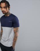 Asos 4505 T-shirt With Quick Dry And Contrast Panel - Blue