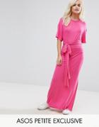 Asos Petite Tie Waist Maxi Dress - Pink