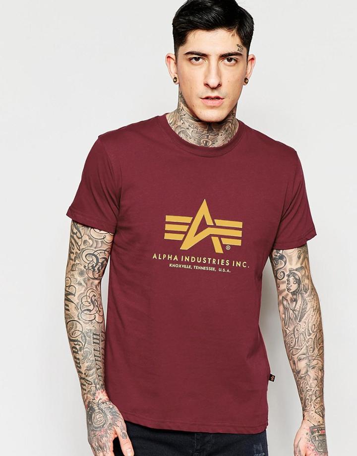 Alpha Industries T-shirt With Logo In Burgundy - Burgundy