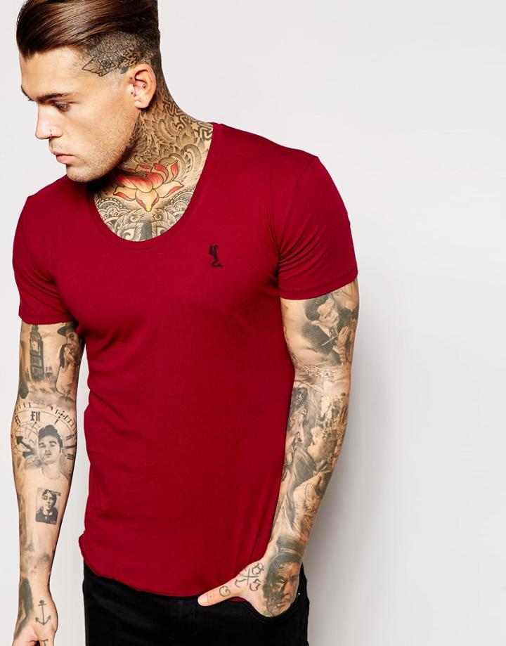 Religion T-shirt With Scoop Neck - Red
